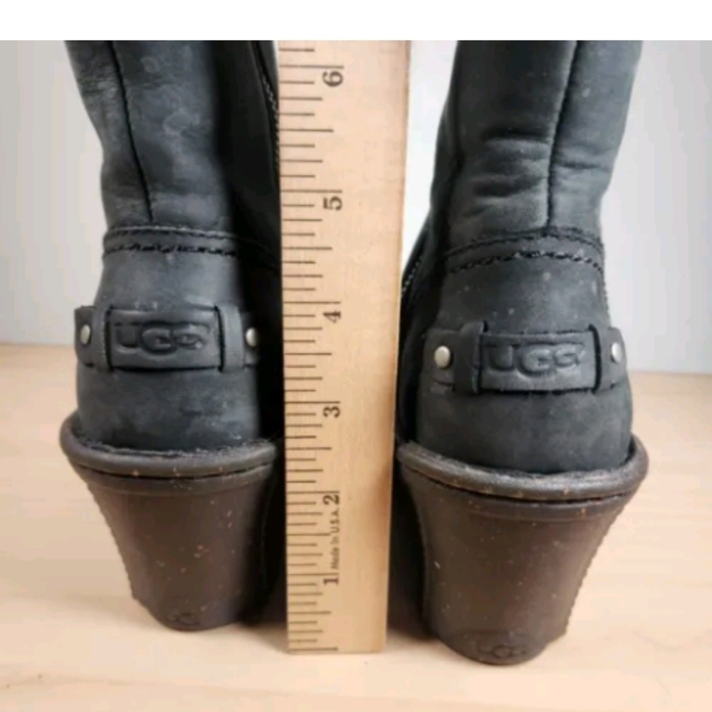 UGG Skylair Boot Women's Size 6 Gray Suede Knit Lined Logo Shearling Tall - Picture 2 of 10